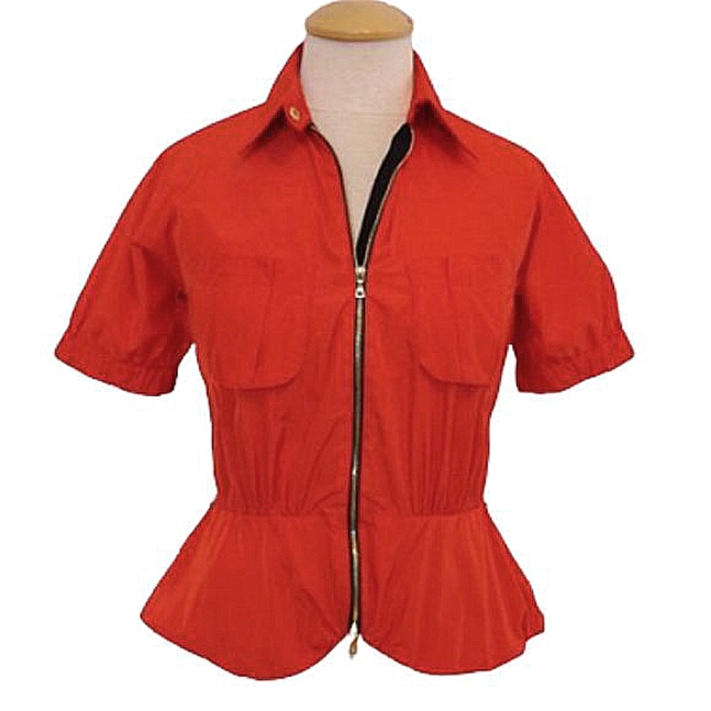 Lida Baday Orange Zip Front Peplum Top- Sz. 6